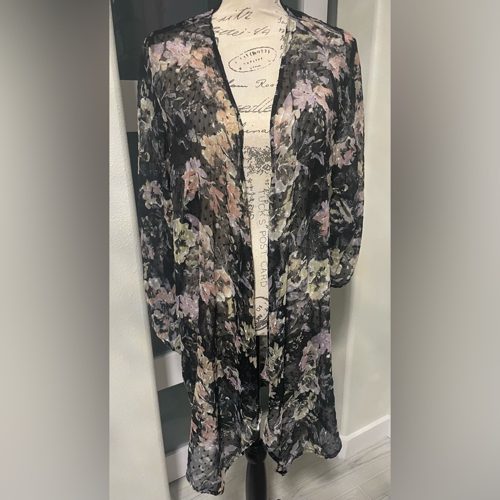 Vince Camuto Floral Sheer Cardigan
